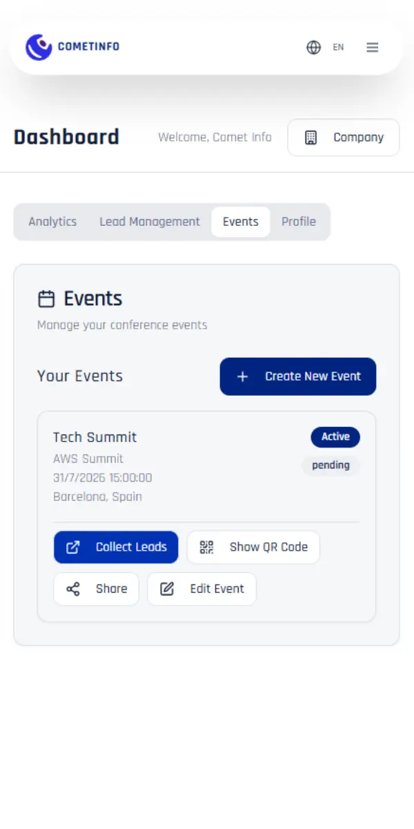 COMET INFO App Interface